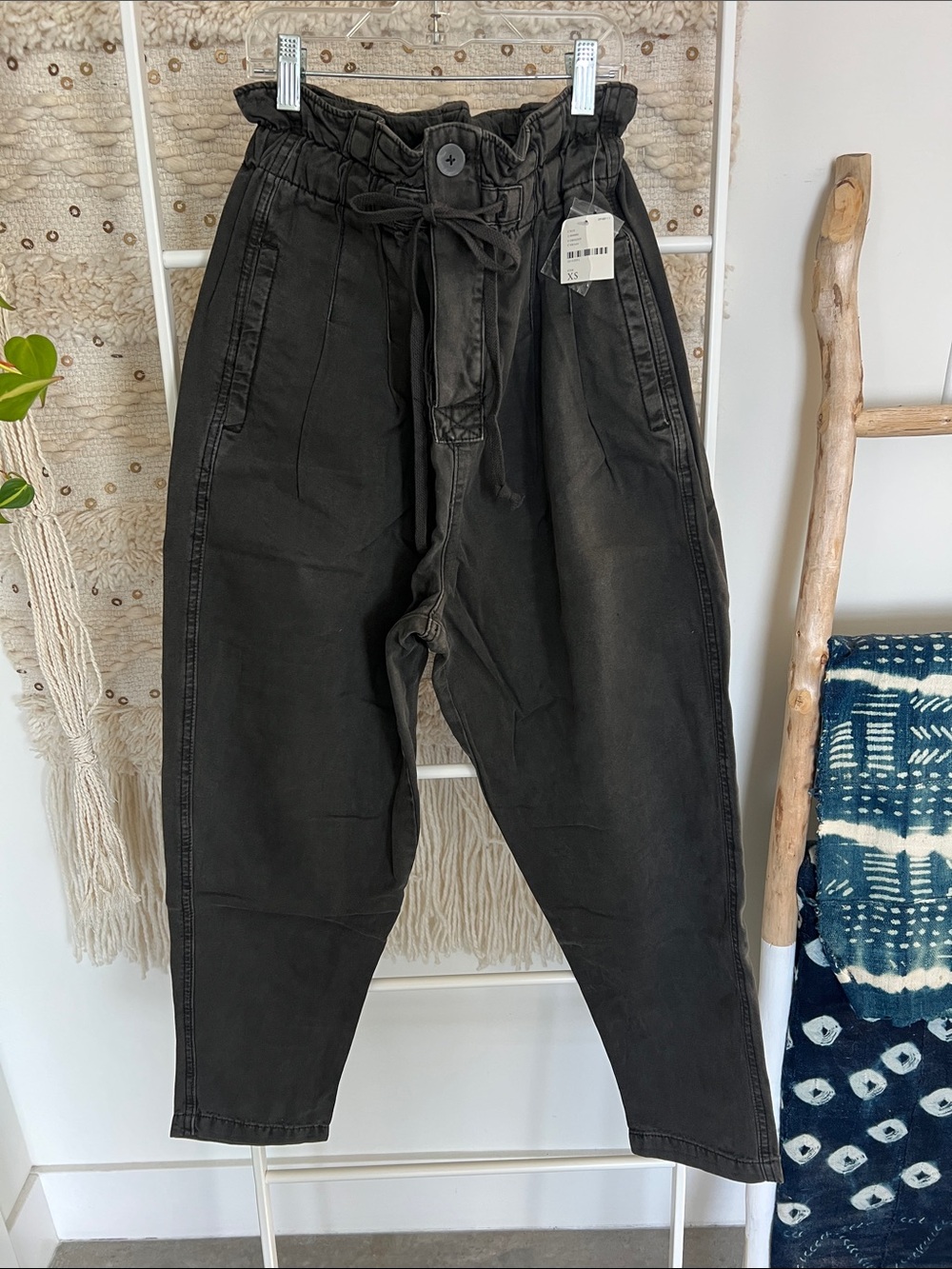 Free People High-Waist Paperbag Pants with Drawstring